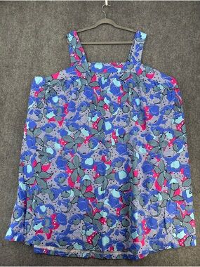 Dreams Co Blue Midi Floral Tank Dress Women’s Plus 6X Casual Resortwear Vacation